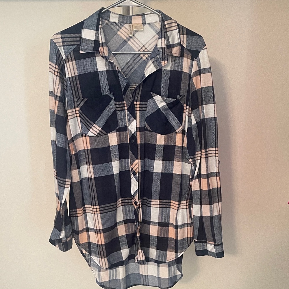 Passport Blue and Peach Checkered Shirt